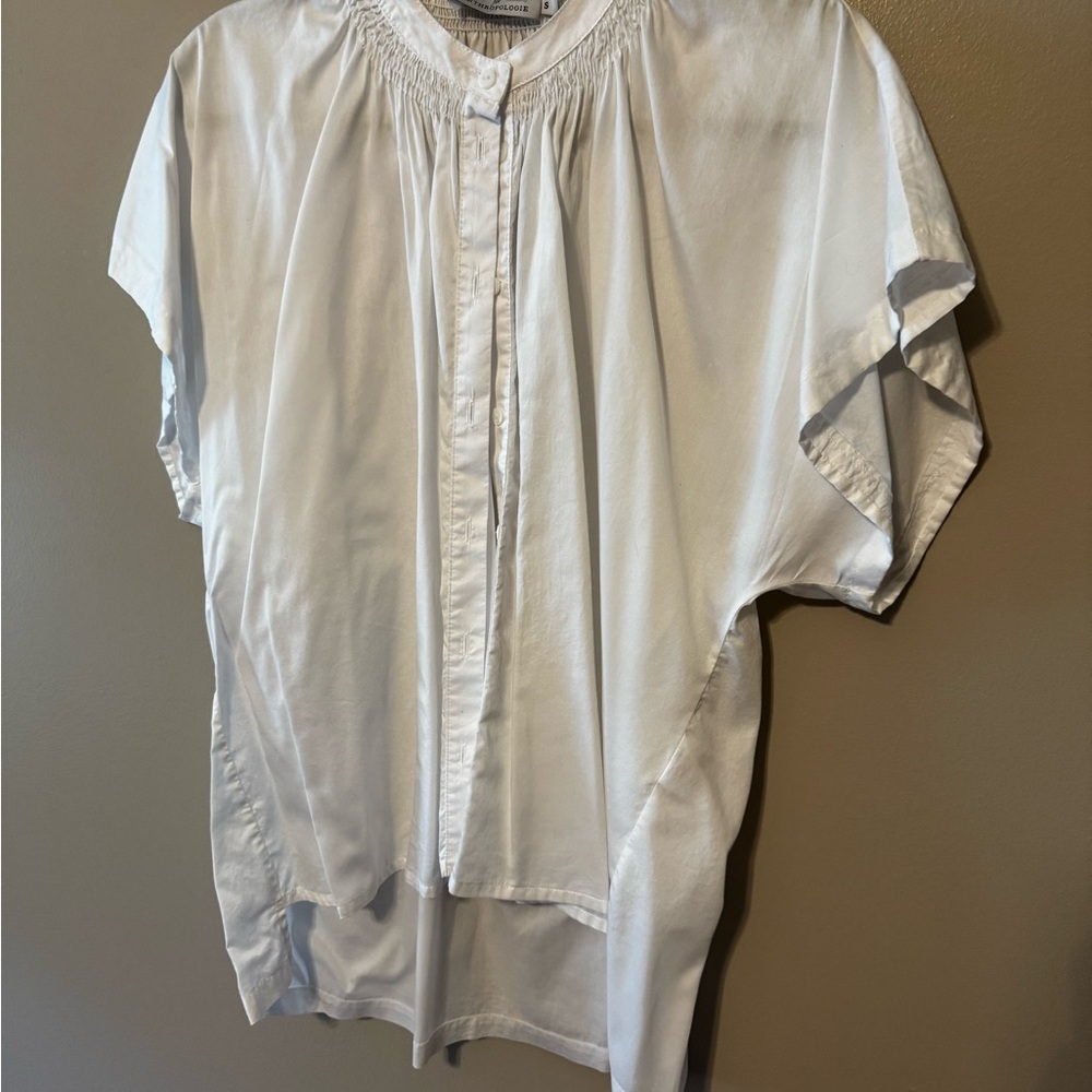 White Short Sleeve Button down from Anthropologie. Harshman for ANTHRO